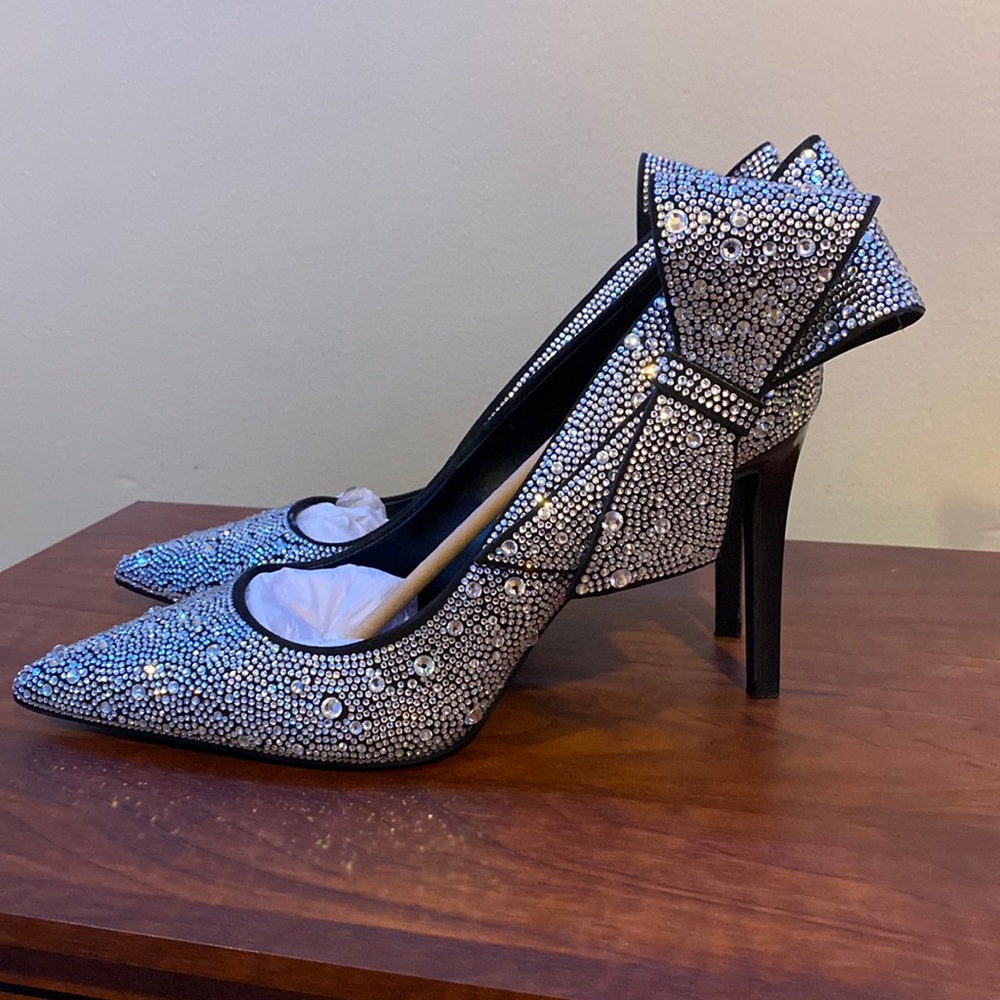 INC Rhinestone Silver Bow Pumps